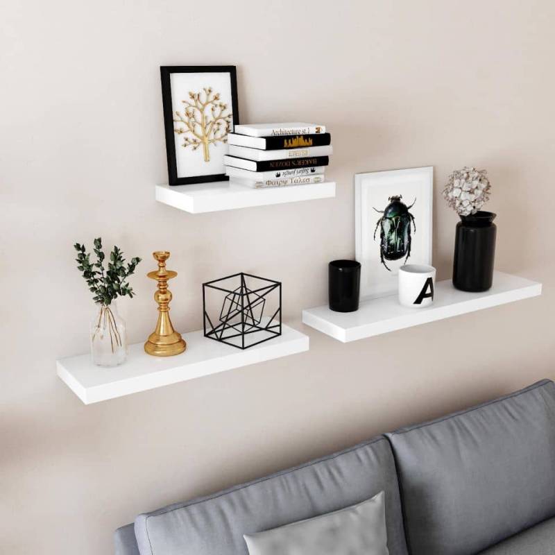 VASAGLE Wandregal - Modernes Schweberegal für vielseitige Nutzung in Weiß - Robuste Konstruktion, 80 x 20 x 3,8 cm -Inklusive Zubehör und Montageanleitung - Kostenlose Lieferung und Ratenzahlungsoption bei Myhomelando von Vasagle