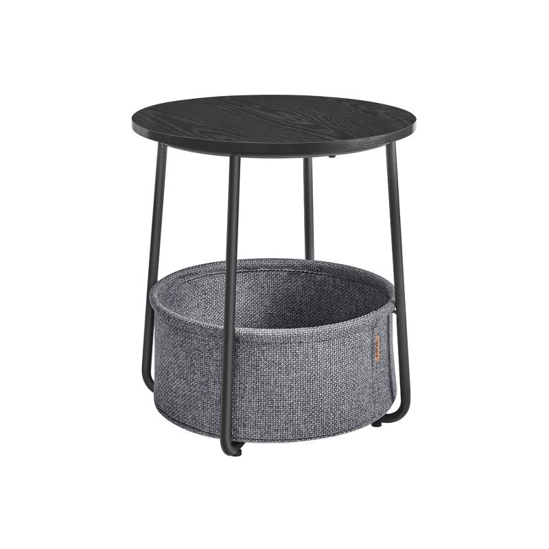 Vasagle Beistelltisch mit Stoff-Korb Ø 45 cm x 51 cm Schwarz-Grau von Vasagle