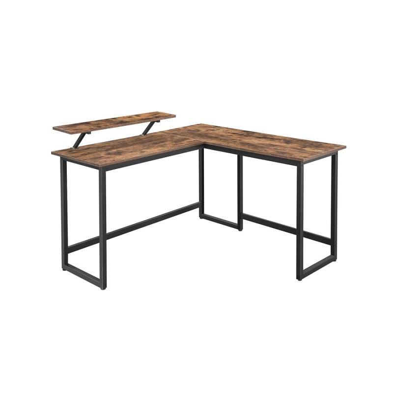 Vasagle Computertisch L-förmig Monitoraufsatz 130 x 140 x 92,2 cm Braun-Schwarz von Vasagle