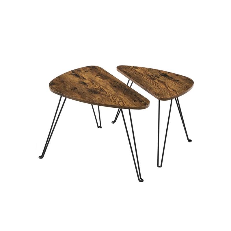 Vasagle Couchtisch 2er Set 38 cm x 60 cm x 47,5 cm Braun-Schwarz von Vasagle
