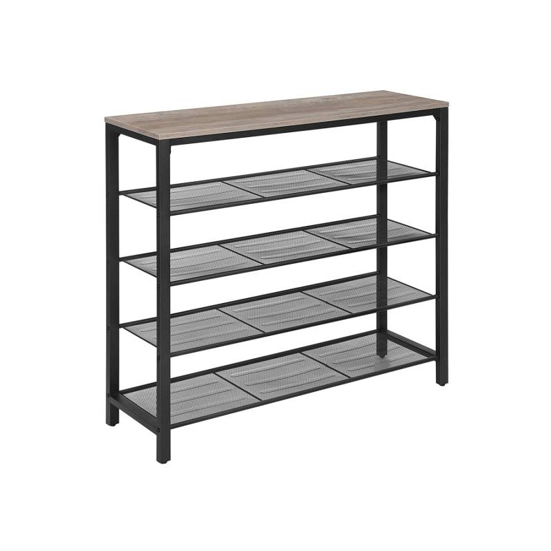 Vasagle Schuhregal 4 Ebenen 100 cm x 30 cm x 92,5 cm Grau-Schwarz von Vasagle