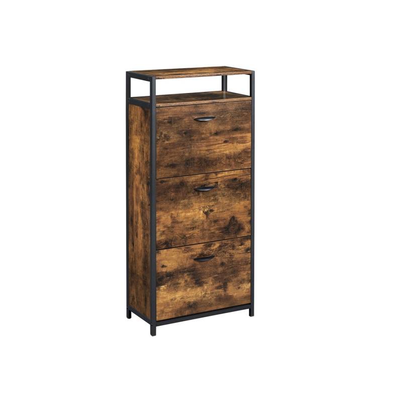 Vasagle Schuhschrank 3 Fächer 30 cm x 60 cm 130 cm Braun-Schwarz von Vasagle