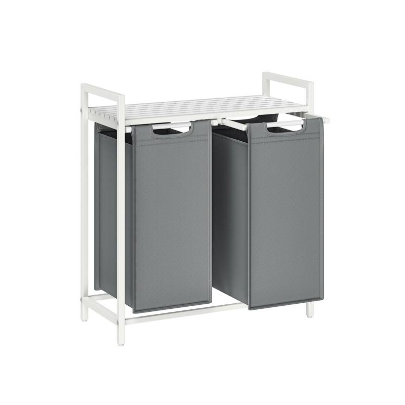 Vasagle Wäschekorb 2 Fächer 73 cm x 33 cm x 72 cm Weiß-Grau 92 l von Vasagle