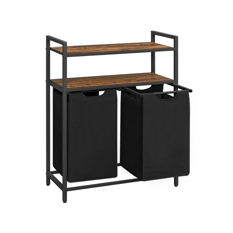 Vasagle Wäschekorb 2 Fächern 33 cm x 73 cm x 92 cm Braun-Schwarz 92 l von Vasagle