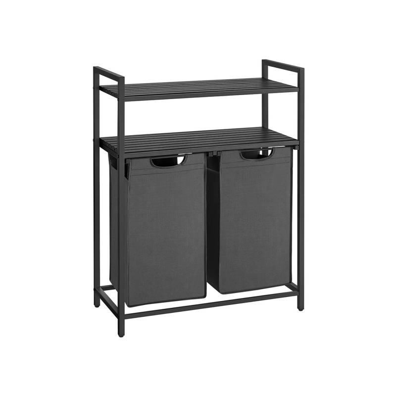 Vasagle Wäschekorb 2 Fächern 33 cm x 73 cm x 92 cm Schwarz-Grau 92 l von Vasagle