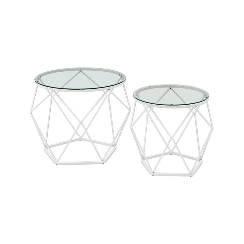 Vasagle Wohnzimmertisch Rund 2er Set Weiß-Transparent Vasagle Wohnzimmertisch Rund 2er Set Weiß-Transparent von Vasagle