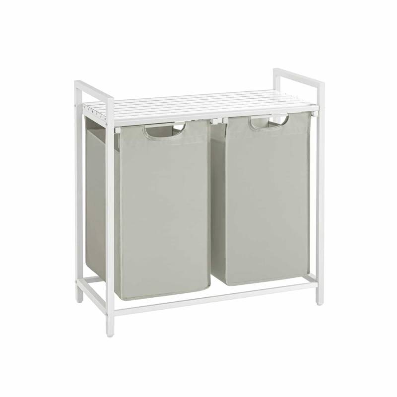 Wäschekorb 2 x 46 L mit 1 Ablage weiß von Vasagle