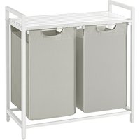 Wäschekorb 2 x 46 L mit 1 Ablage weiß von Vasagle