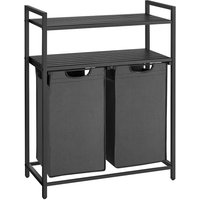 Wäschekorb 2 x 46 L mit 2 Ablagen schwarz-grau von Vasagle