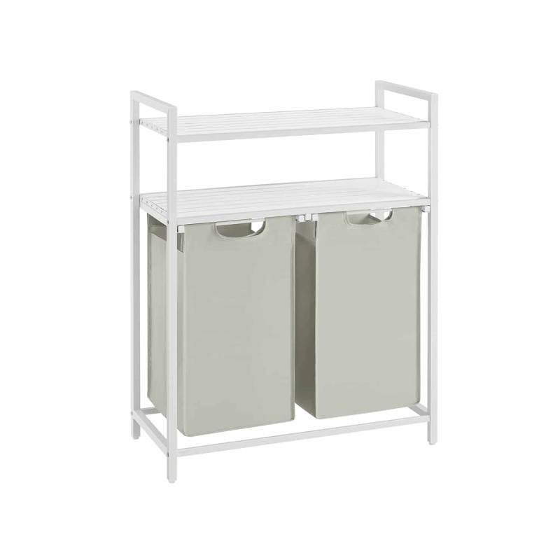 Wäschekorb 2 x 46 L mit 2 Ablagen weiß von Vasagle