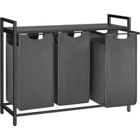 Wäschekorb 3 x 38 L mit 1 Ablage schwarz-grau von Vasagle
