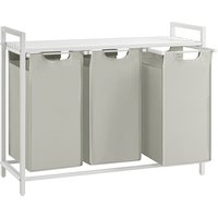 Wäschekorb 3 x 38 L mit 1 Ablage weiß von Vasagle