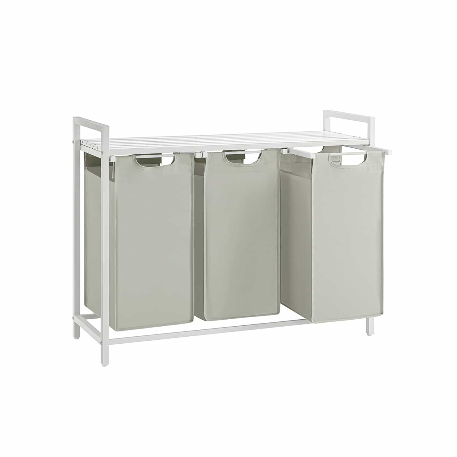 Wäschekorb 3 x 38 L mit 1 Ablage weiß Wäschekorb 3 x 38 L mit 1 Ablage weiß von Vasagle