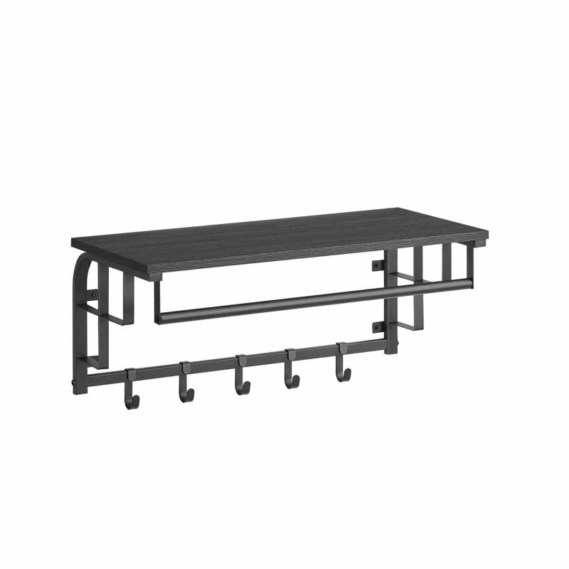 Wandgarderobe mit 5 Haken anthrazitgrau-schwarz von Vasagle