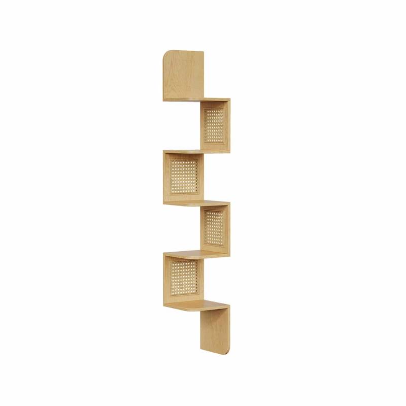 Wandregal mit 5 Ebenen und PVC-Rattan-Seitenplatten von Vasagle