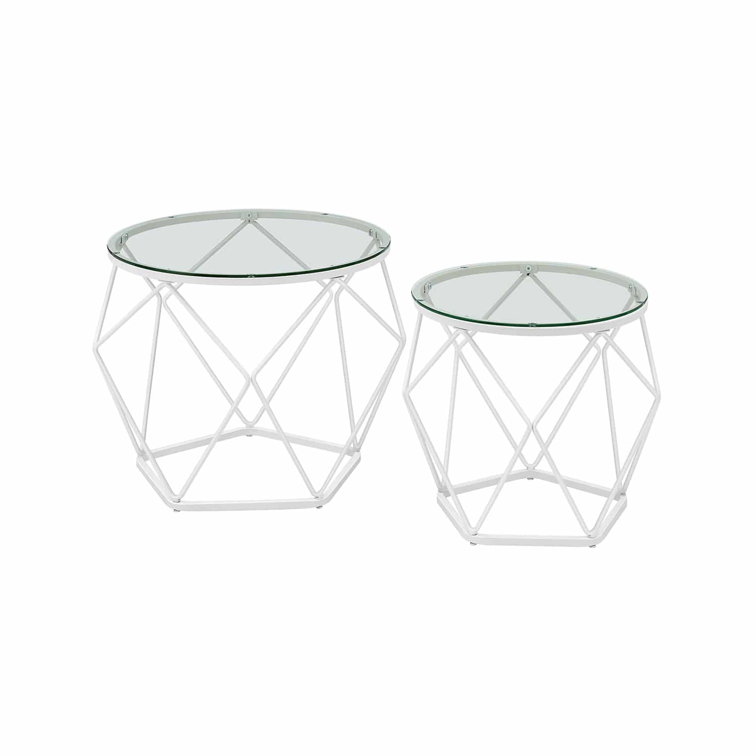 Wohnzimmertisch 2er Set modern transparent-wolkenweiß von Vasagle