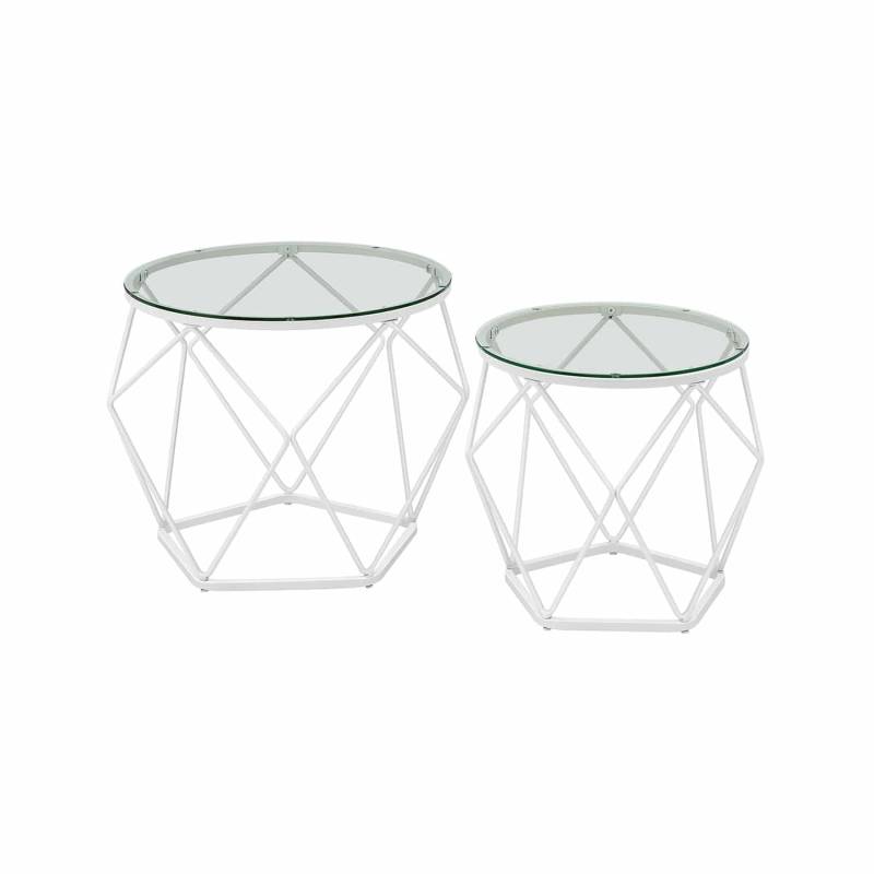 Wohnzimmertisch 2er Set modern transparent-wolkenweiß von Vasagle