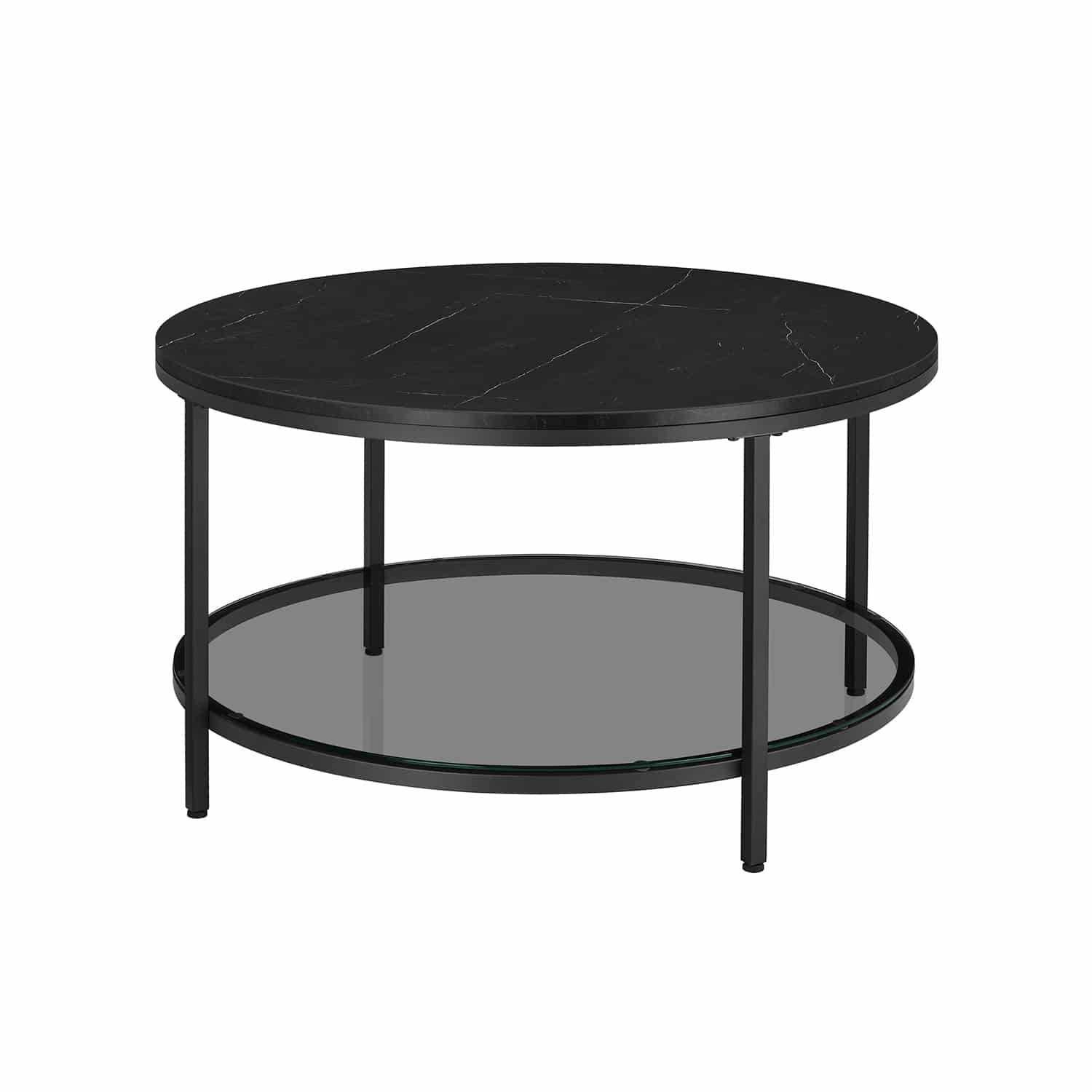Wohnzimmertisch mit Glasplatte moderner Stil marmorschwarz-tintenschwarz Wohnzimmertisch mit Glasplatte moderner Stil marmorschwarz-tintenschwarz von Vasagle