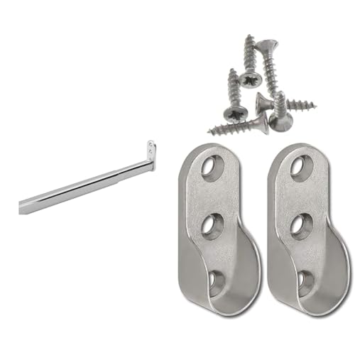 Schrankrohr ausziehbar, 40-60 cm, Teleskopstange, stabile Nischenstange, Kleiderstange & 118500622 Schrankrohrhalter oval Schrankrohrlager, Silber Schrankrohr ausziehbar, 40-60 cm, Teleskopstange, stabile Nischenstange, Kleiderstange & 118500622 Schrankrohrhalter oval Schrankrohrlager, Silber von vasalat