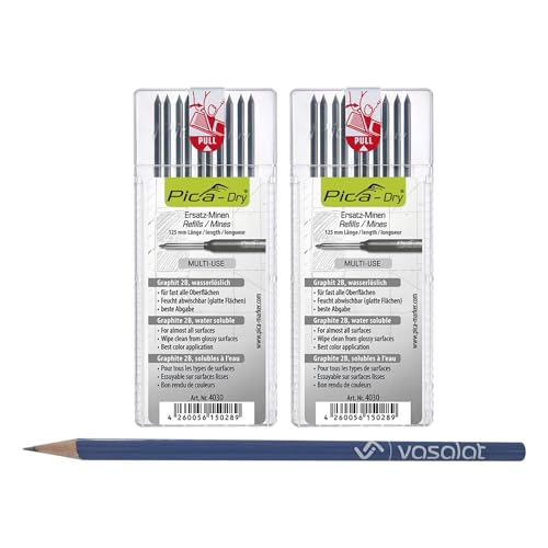 Pica Dry Minen Multi-Use 20 Stück - wasserlösliche Ersatzminen graphit 2B angespitzt Pica Dry Minen Multi-Use 20 Stück - wasserlösliche Ersatzminen graphit 2B angespitzt von vasalat