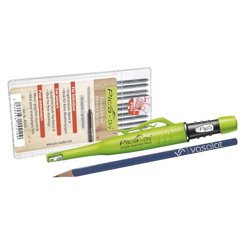 Pica Dry Tieflochmarker Set - Druckbleistift mit automatischem Minenvorschub und 10 Ersatzminen Härte H von vasalat