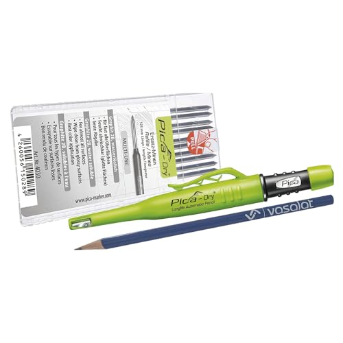 Pica Dry Tieflochmarker Set - Druckbleistift mit automatischem Minenvorschub und 10 Ersatzminen graphit 2B von vasalat