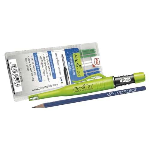 Pica Tieflochmarker Set - Pica Dry Tieflochmarker mit 8 Permanent Ersatzminen wasserstrahlfest in blau/weiß/grün von vasalat