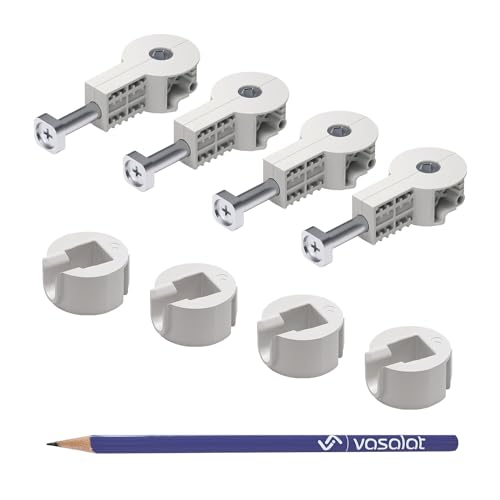 vasalat Arbeitsplattenverbinder Quick-Tech - 4x Plattenverbinder M8x64mm für Arbeitsplatte mit 25mm Mindeststärke + 4x Gegenstück von vasalat