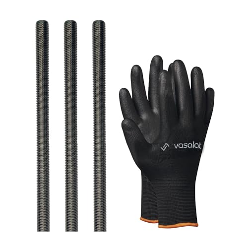 vasalat Gewindestange M12 1000mm Edelstahl A2-70 - Gewindestab mit Außengewinde DIN 976-1 - hochwertige Metallstange mit Gewinde - 3 Stück von vasalat