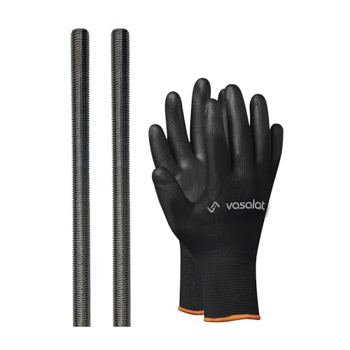 vasalat Gewindestange M14 1000mm Edelstahl A2-70 - Gewindestab mit Außengewinde DIN 976-1 - hochwertige Metallstange mit Gewinde - 2 Stück von vasalat