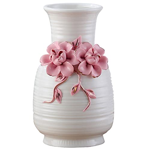 Vase Keramikvase Dekoration Landhaus Dekoration Landhausstil Wohnzimmer Esstisch Couchtisch Veranda Blumengerät (Color : Pink, Size : 11.5×19.5cm) von Vase
