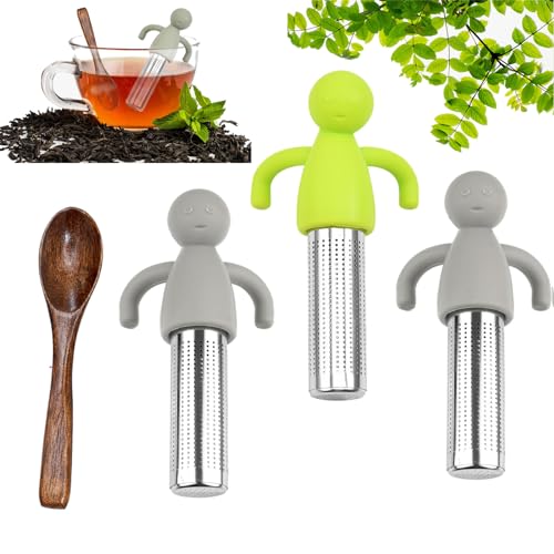 3 Stück Kreatives Tee-Filter Mit Silikongriff - 304 Edelstahl Teesieb Lustig Für Losen Tee - Teeei Mit Griff Für Tasse Teekanne Mulling Gewürze von Vasemele