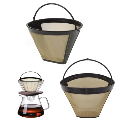 Vasemele 2 Stücke Filterkaffee Set Kaffee Dauerfilter Edelstahl Kaffeefilter Größe 4 Dauerkaffeefilter mit Griff Wiederverwendbar Dauerkaffeefilter Goldtonfilter Kaffee Waschbar Kaffeefilter Vasemele 2 Stücke Filterkaffee Set Kaffee Dauerfilter Edelstahl Kaffeefilter Größe 4 Dauerkaffeefilter mit Griff Wiederverwendbar Dauerkaffeefilter Goldtonfilter Kaffee Waschbar Kaffeefilter von Vasemele
