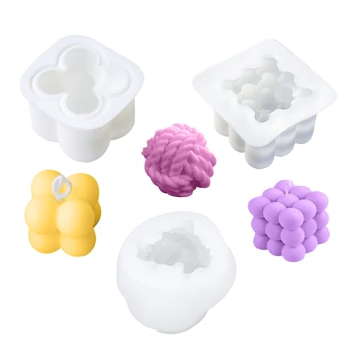 Vasemele Kerzenform 3 Stück DIY Kerzenformen Fondant Formen Silikon Kerzen Selber Machen Candle Gestrickte Kugel Kerzenform Silikon Kerzenformen Kerzenform zum Gießen von Vasemele