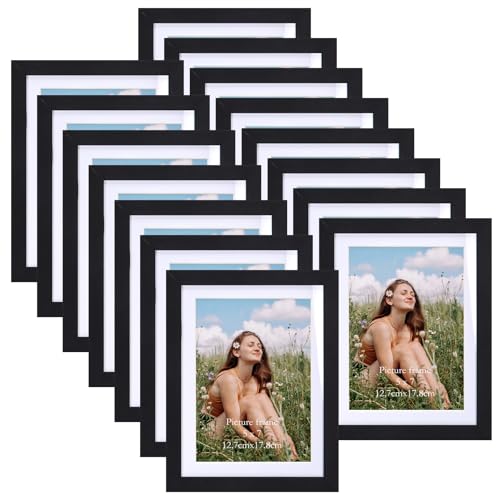 Vasemouh Schwarze Bilderrahmen 15er-Set, für 13x18 Bilder mit Passepartout oder für Bilder 15x20 ohne Passepartout, Wand- und Tischaufstellung, Mdf Vasemouh Schwarze Bilderrahmen 15er-Set, für 13x18 Bilder mit Passepartout oder für Bilder 15x20 ohne Passepartout, Wand- und Tischaufstellung, Mdf von Vasemouh