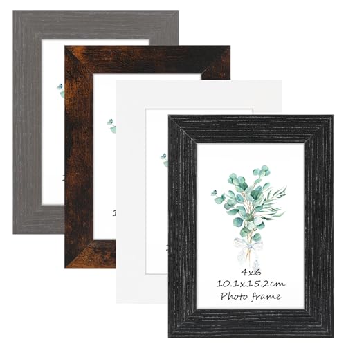 Vasemouh Bilderrahmen 10x15 CM 4er-Set in verschiedenen Farben, für Wand- und Tischaufstellung von Vasemouh
