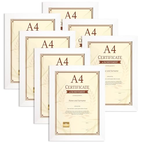 Vasemouh Weiße Bilderrahmen A4(21 x 29,7 cm) 7er-Set, Minimalistischer Stil ideal für Wand- und Tischaufstellung im Wohnzimmer, Schlafzimmer, Büro oder Flur von Vasemouh
