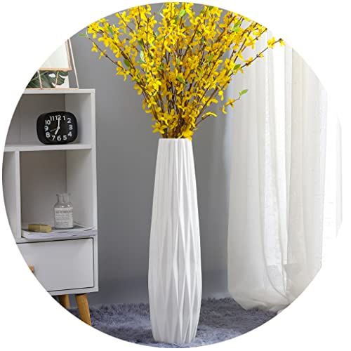 Vasen weiß Boden Keramik einfache dekorative Veranda Dekoration himmelgetrocknete Blumen Arrangement im Wohnzimmer 15*9*61cm weiß von Vases