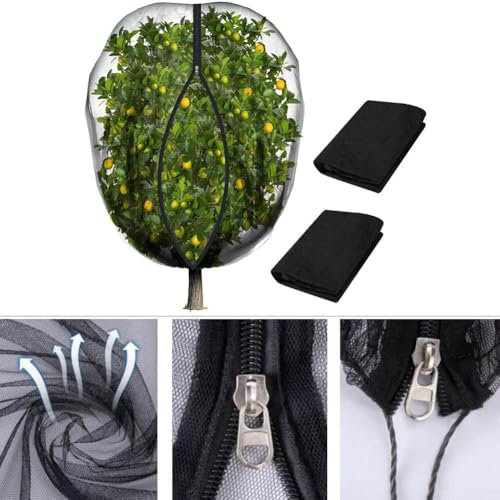 2 x Obstbaum-Netzbeutel für den Garten mit verstellbarem Kordelzug und Reißverschluss, ultrafeines Netz zum Schutz vor Vögeln und Eichhörnchen (1 x 1 m) von Vasiumic