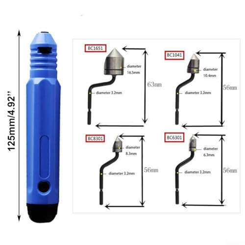 Entgratwerkzeug mit Griff NB1000 und BC6301 bis BC1651 Anfasfräserköpfe Set für den Einsatz auf Metall, Kunststoff und Gummimaterialien (5 Stück) von Vasiumic