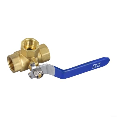 Vasiumic 3-Wege-Kugelhahn aus Messing, L/T-Bohrung, manueller Hebel mit Innengewinde für Wasser, Öl, widerstandsfähige Sanitärarmatur mit hervorragender Abdichtung (DN15 T-Typ) von Vasiumic