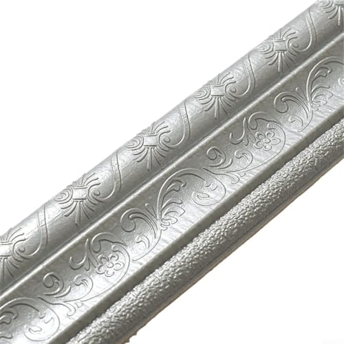 Vasiumic 3D-geprägte Schaumstoff-Wandleiste, selbstklebend, Sockelleiste, Abziehen und Aufkleber, PVC-Kantenrand für Türrahmen, Treppen, Schränke, 230 cm x 8 cm (Silbergrau) von Vasiumic