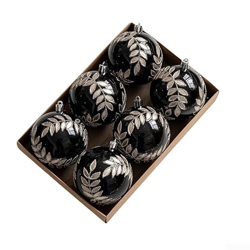 Vasiumic 8 cm Weihnachtskugel-Set, sortiert, schwarz, rot, gold, hängende Ornamente für Weihnachtsbaum, Tischdekoration oder Feiertagsparty-Dekorationen, leichte Kunststoffkugeln (schwarz) von Vasiumic