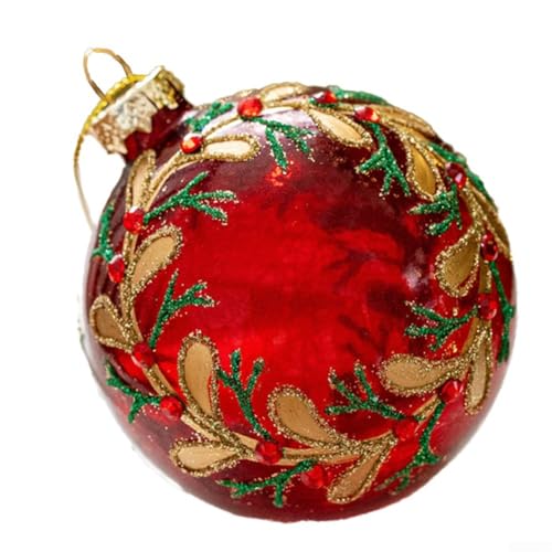 Vasiumic 8 cm große mehrfarbige Glas-Weihnachtskugeln mit goldfarbenen Schnüren für festliche Heimdekoration, Urlaub, Partys, Hochzeiten und Bastelprojekte (D) von Vasiumic