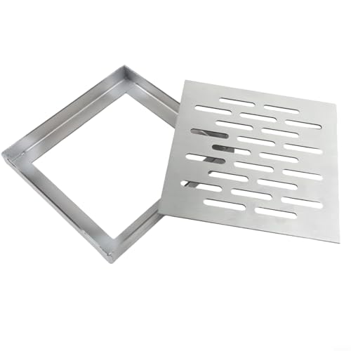 Vasiumic Edelstahl-Bodenablaufabdeckung, mit Rahmen, Multi-Loch, schnell entleerendes Design, rutschfeste Oberflächen, für Wohngebiete, in kommunalen Bereichen, Silber (150 x 150 x 20 mm) von Vasiumic