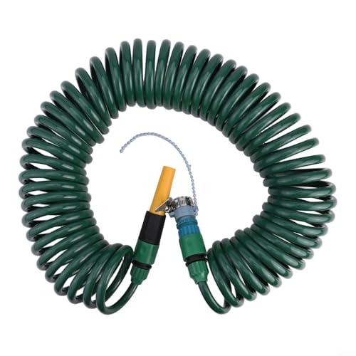 Vasiumic Flexibler Wasserschlauch mit einziehbarer Spule, für Gartenbewässerung, Autowäsche, mit verstellbarem Kopf, Schnellverbinder, tragbarer Gartensprüher, flexibler Waschschlauch (15 m) von Vasiumic