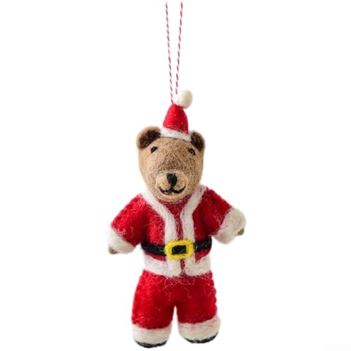 Vasiumic Handgefertigter Weihnachtsbaumschmuck aus Wollfilz mit bezaubernden Tiermotiven, weiches natürliches Material für festliche Feiertagsdekorationen und saisonale Heimdekoration (Braunbär) von Vasiumic