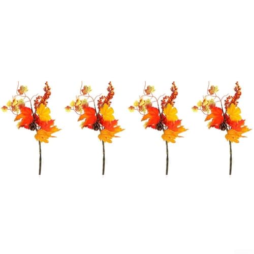 Vasiumic Herbstliches Kunstblumen-Dekor-Set mit künstlichen Kürbissen, realistischen Beeren und Ahornblättern, 45 cm, 4-teiliges Arrangement für Erntefest, Halloween (B037) von Vasiumic