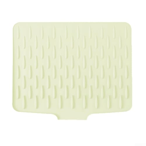 Vasiumic Küchenabflussmatte aus Silikon mit geneigtem Wasserumleitungsdesign, hitzebeständiges, rutschfestes Abtropfpad für Arbeitsplattenschutz, 40 x 32,5 cm, Grau (Beige) von Vasiumic