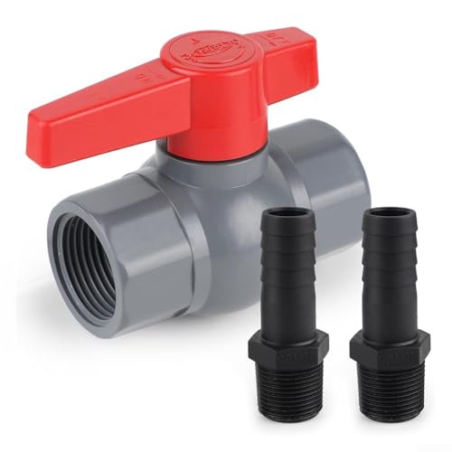 Vasiumic Kugelhahn mit Schlauchanschluss PVC Absperrventil für Pool Bewässerungssystem Rohrleitung Wasserdurchflusskontrolle mit 2 Schlauchschellen und Dichtband 1 1/4 Zoll Vasiumic Kugelhahn mit Schlauchanschluss PVC Absperrventil für Pool Bewässerungssystem Rohrleitung Wasserdurchflusskontrolle mit 2 Schlauchschellen und Dichtband 1 1/4 Zoll von Vasiumic